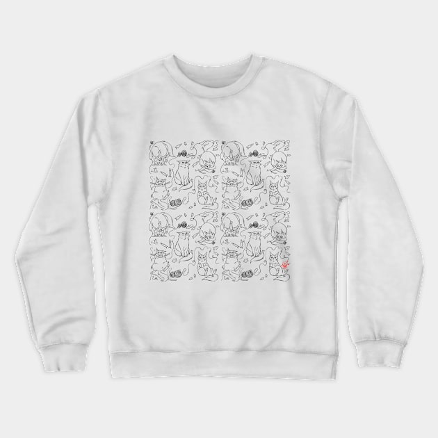 Moody Cat pattern Crewneck Sweatshirt by Monstrous1